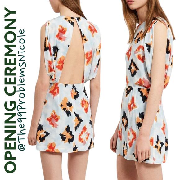 Opening Ceremony Diamond Print Silk Open Back Dress - Picture 5 of 7